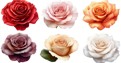 六种不同颜色的玫瑰