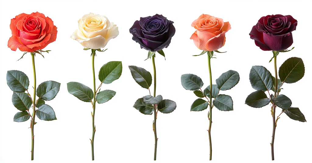六种不同颜色的玫瑰花