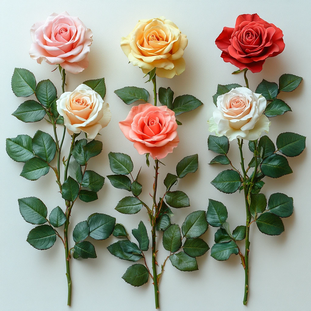 不同颜色玫瑰集合