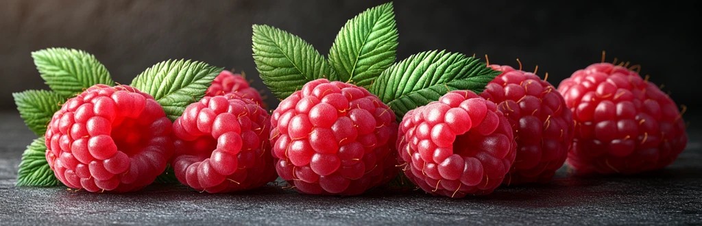 三组真实覆盆子绿叶透明背景