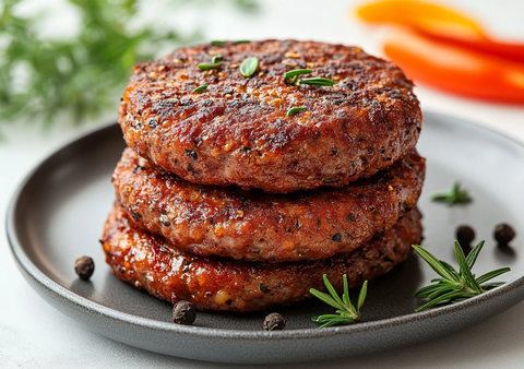 肉饼配胡椒香料