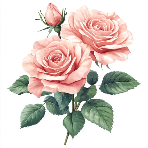 粉色玫瑰与绿叶