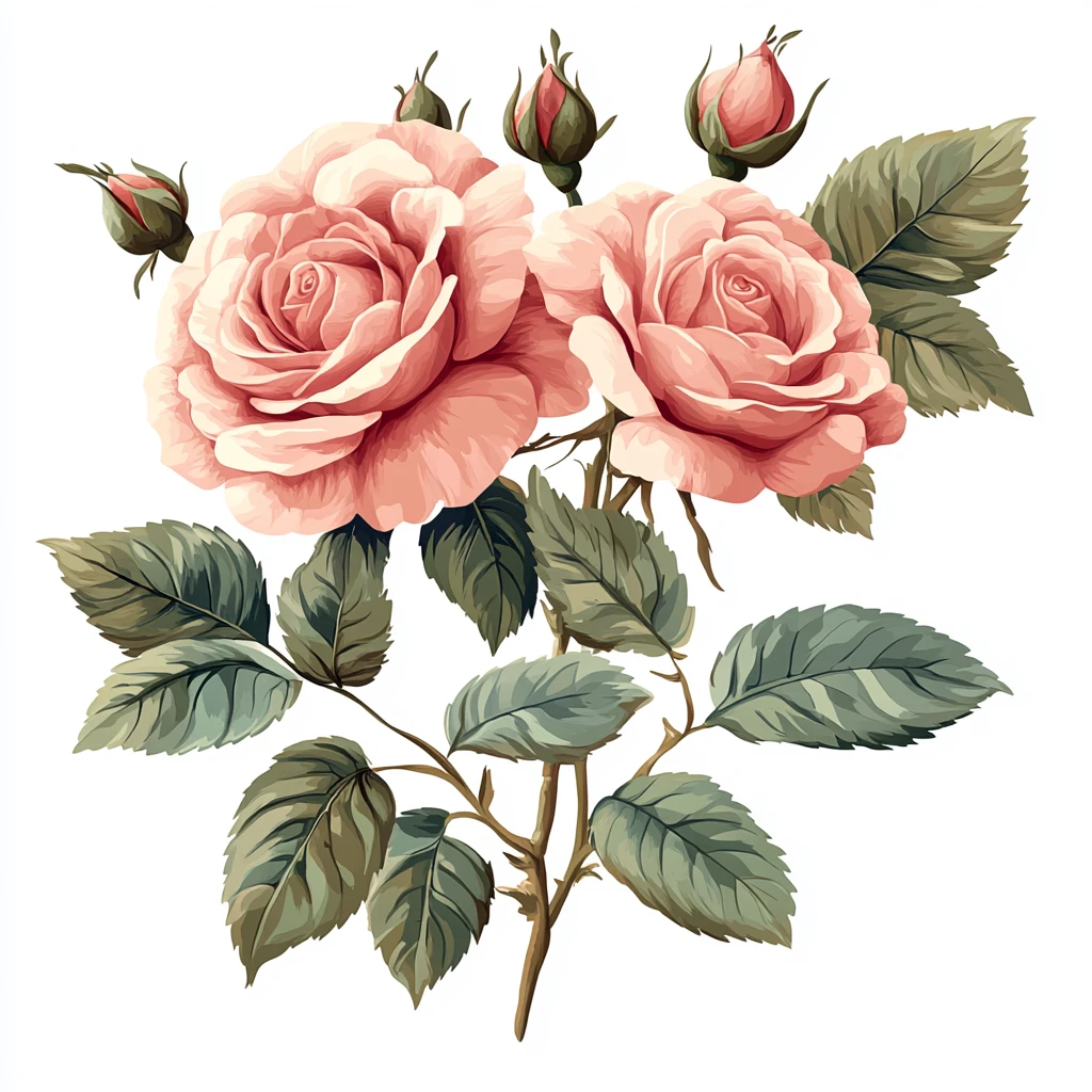 粉色玫瑰与绿叶