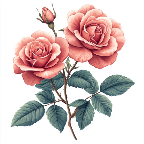 粉色玫瑰与绿叶