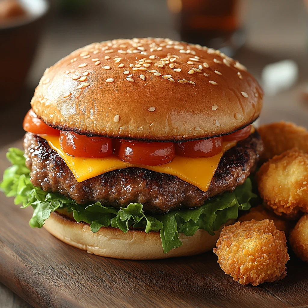 双层肉汉堡与鸡块