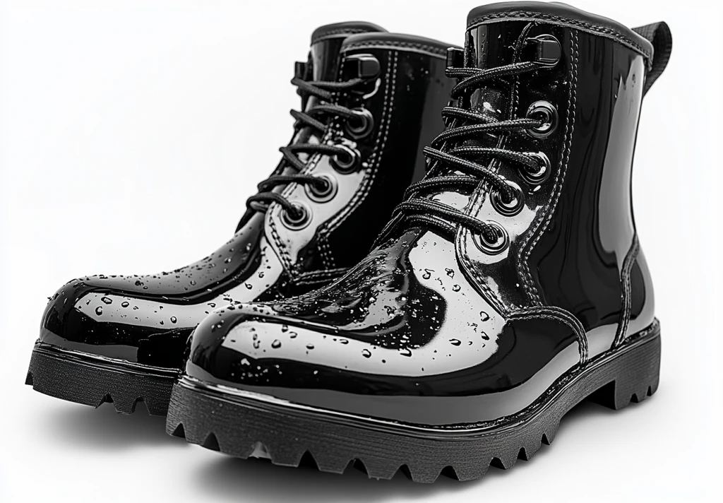 黑色雨靴透明背景