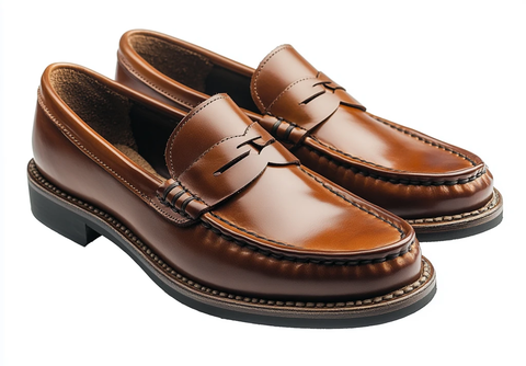 抛光皮革乐福鞋