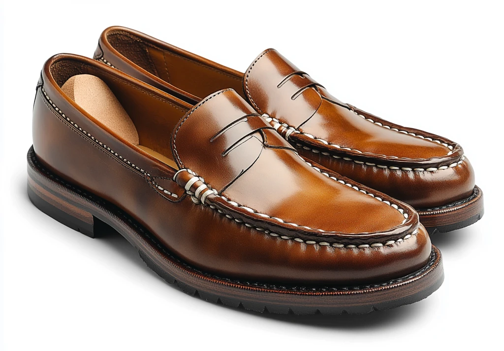 抛光皮革乐福鞋