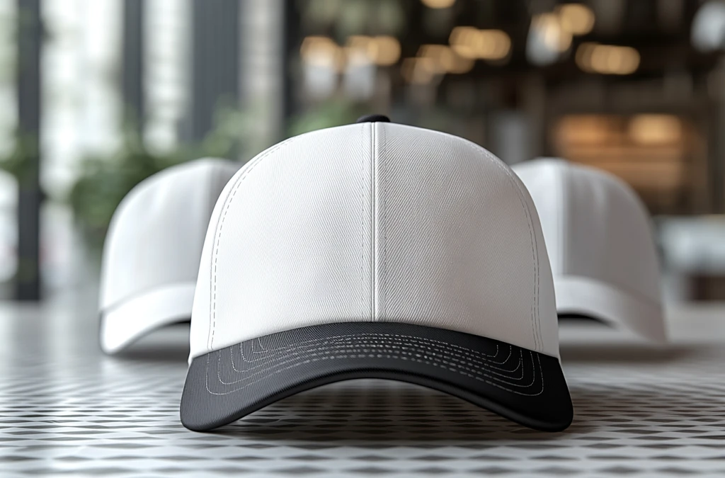 白色黑色棒球帽矢量图