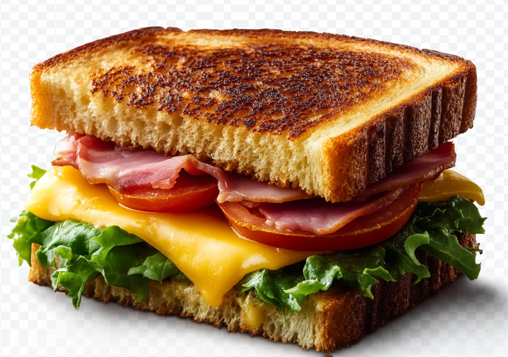 火腿生菜番茄烤奶酪三明治