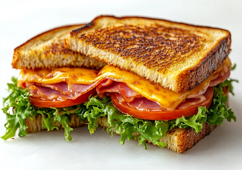 火腿生菜番茄烤奶酪三明治