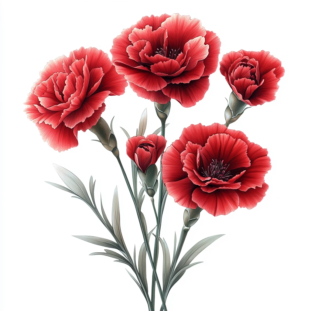 红色康乃馨剪影