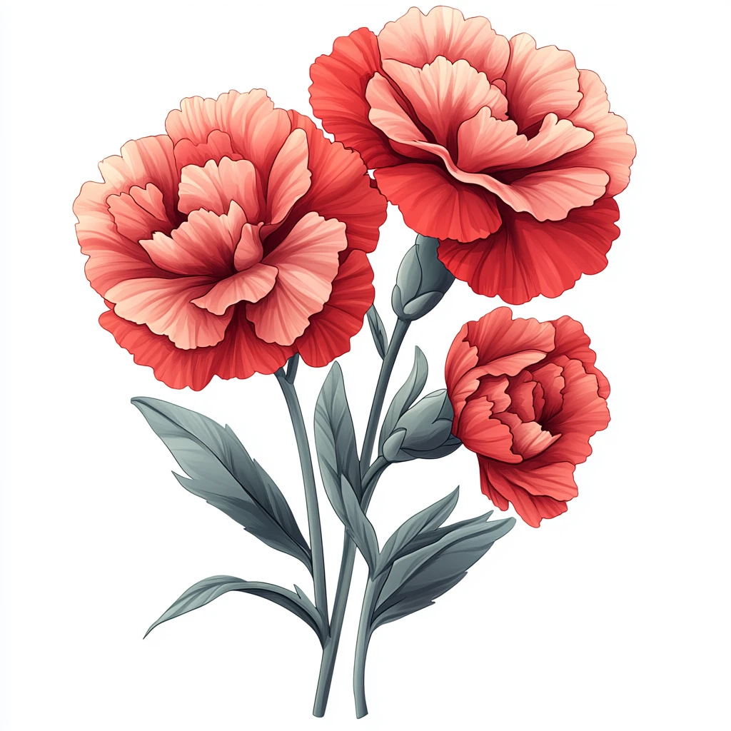 红色康乃馨剪影