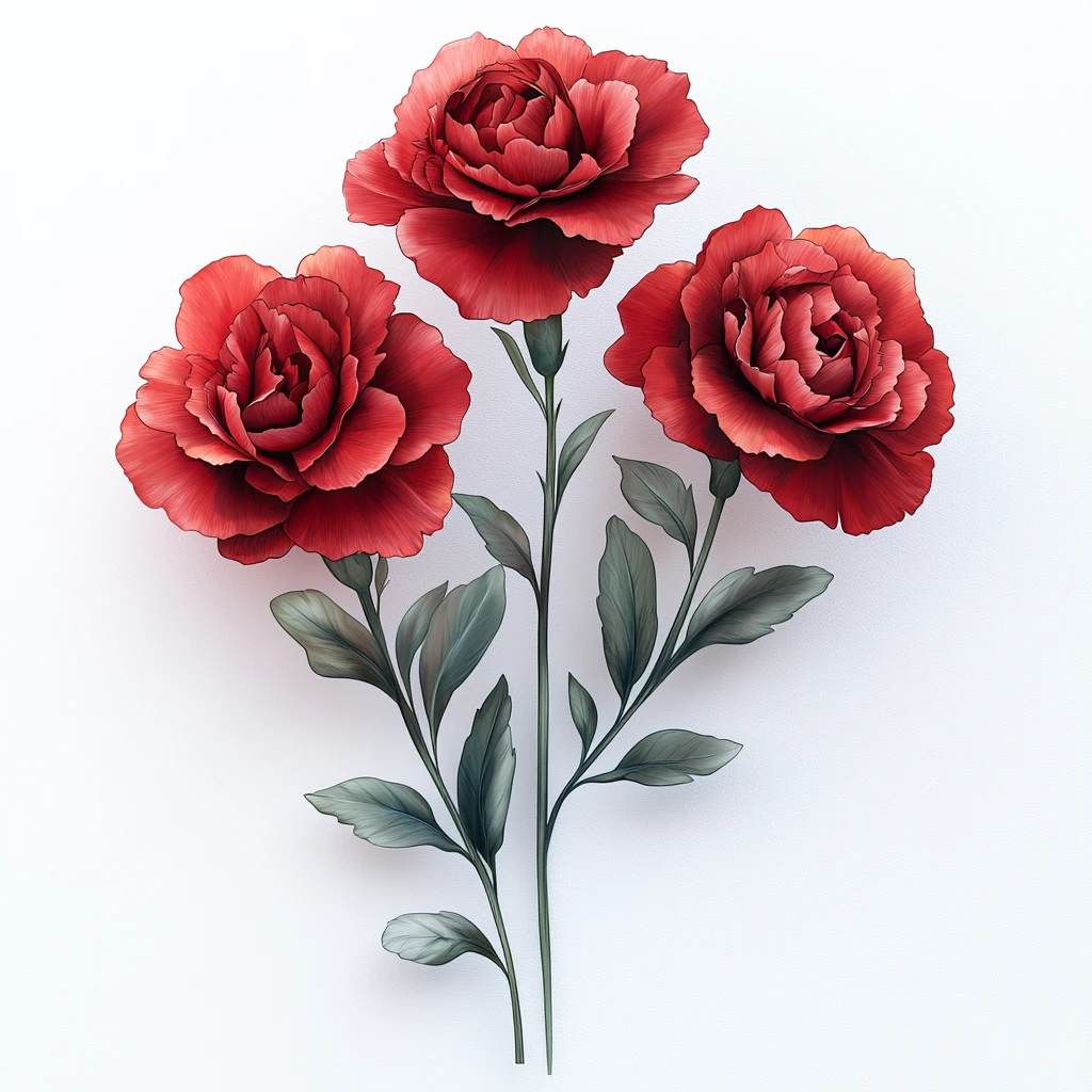 红色康乃馨剪影