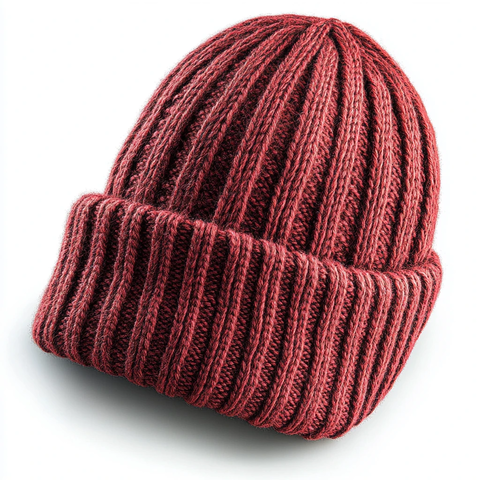 红色罗纹针织帽