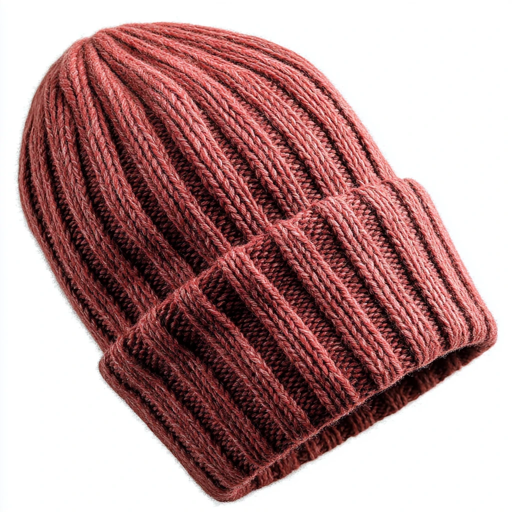 红色罗纹针织帽