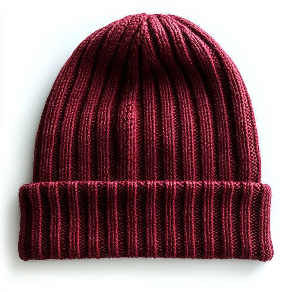 红色罗纹针织帽
