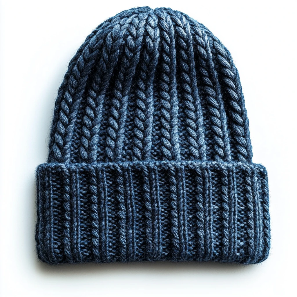 蓝色罗纹针织帽