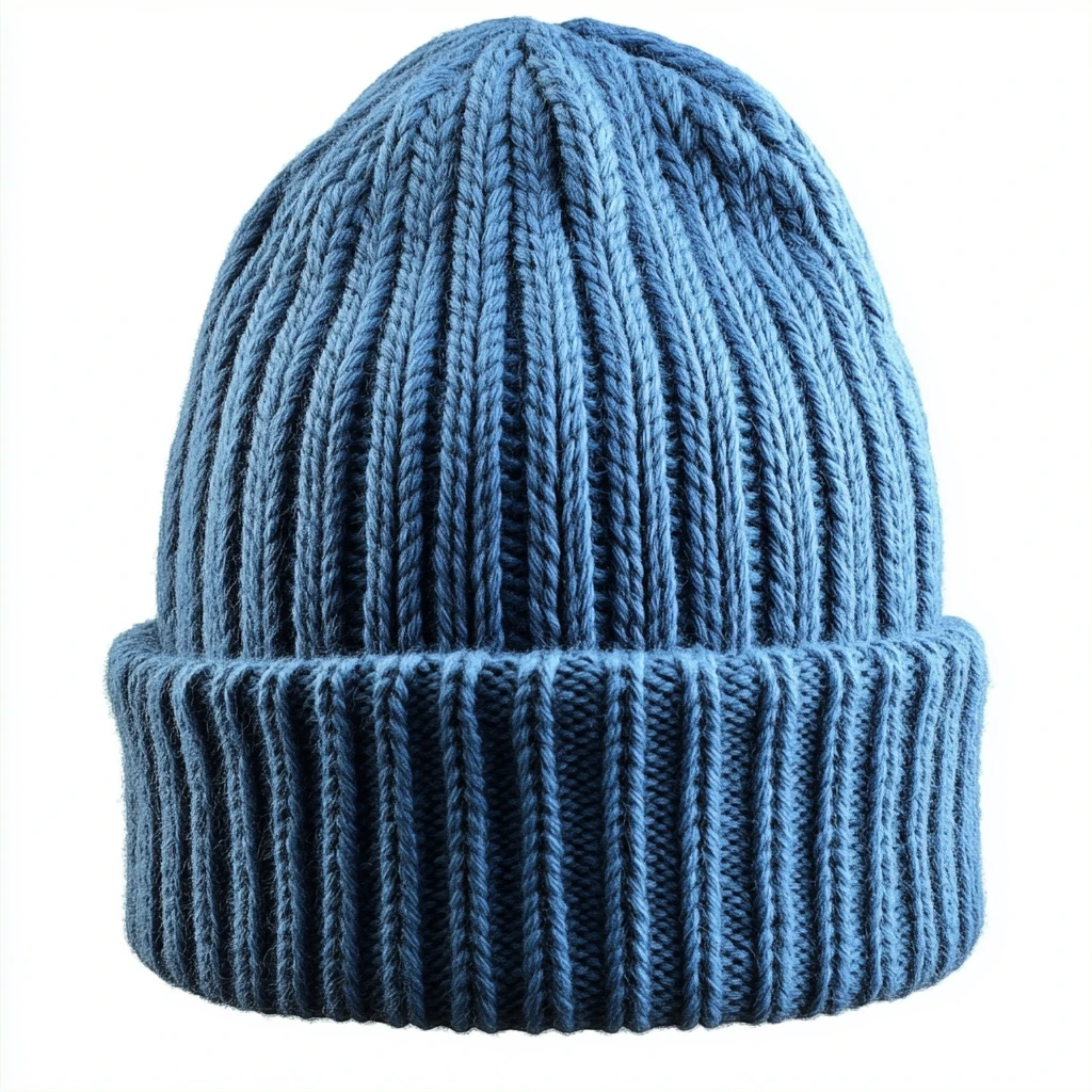 蓝色罗纹针织帽