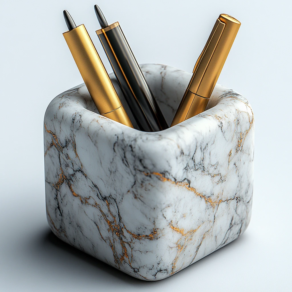 大理石笔筒