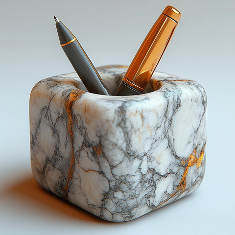 大理石笔筒