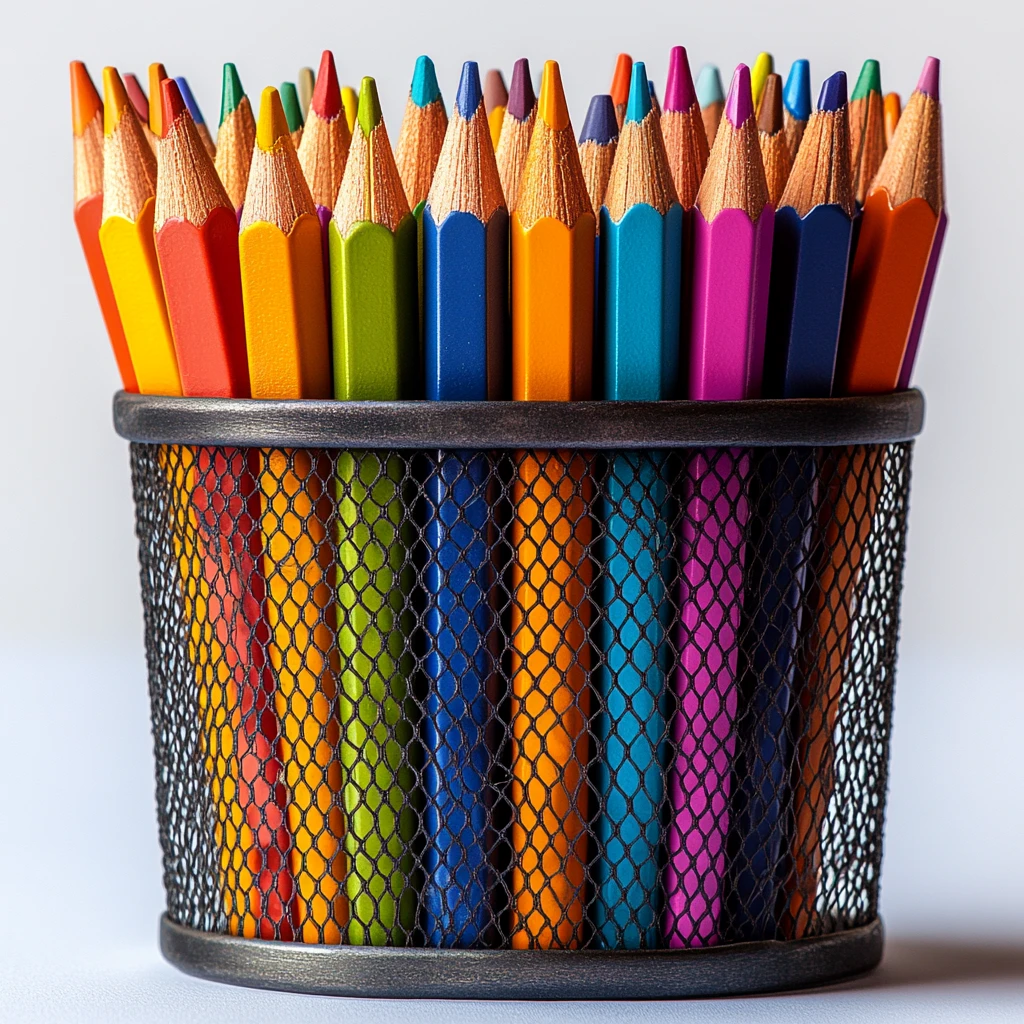 金属笔筒彩色铅笔