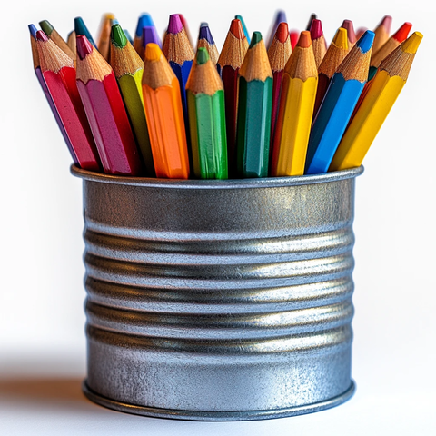 金属笔筒彩色铅笔