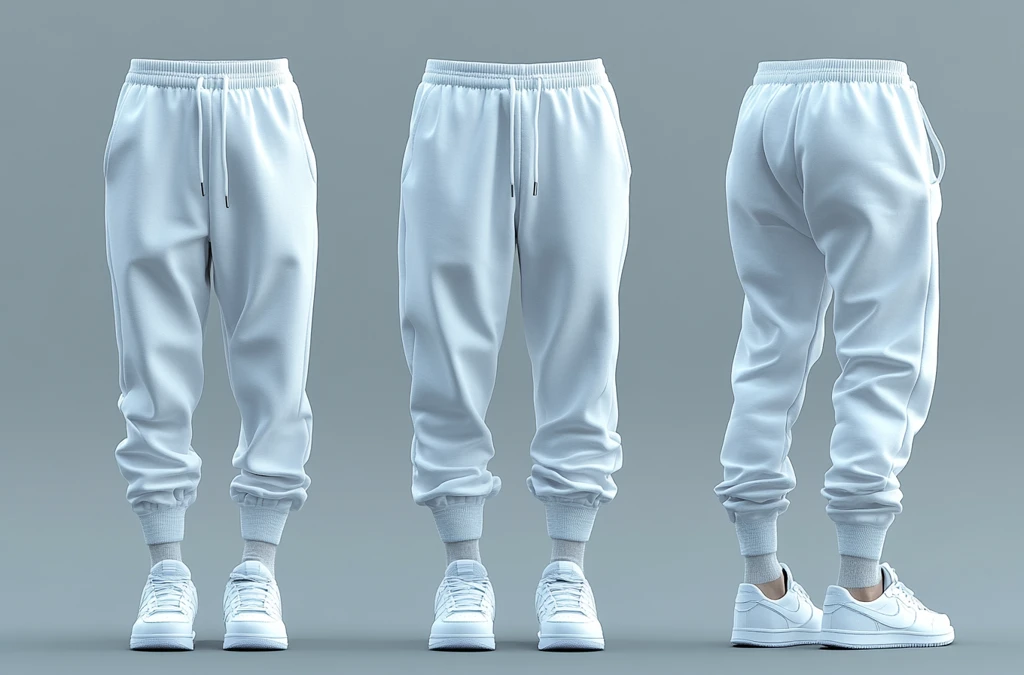 白色空白运动裤正反面视图