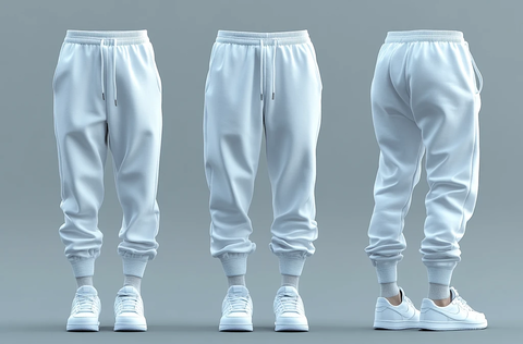 白色空白运动裤正反面视图