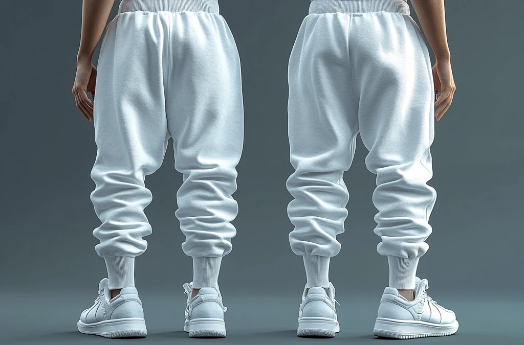 白色空白运动裤正反面视图