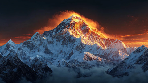 金色光辉日照雪山的绝美瞬间