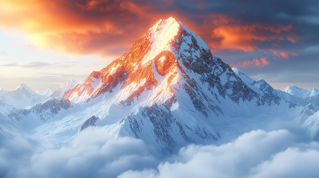 金色光辉日照雪山的绝美瞬间