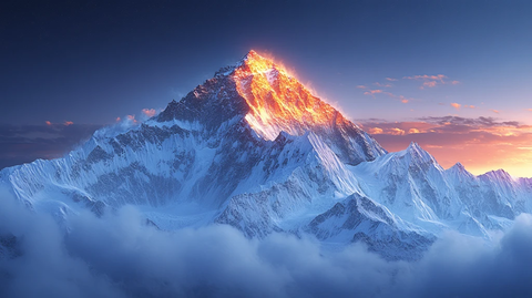 金色光辉日照雪山的绝美瞬间