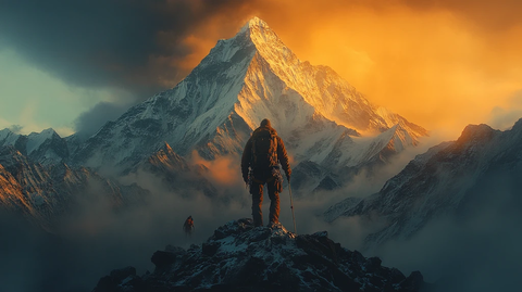 夕阳下的攀登者