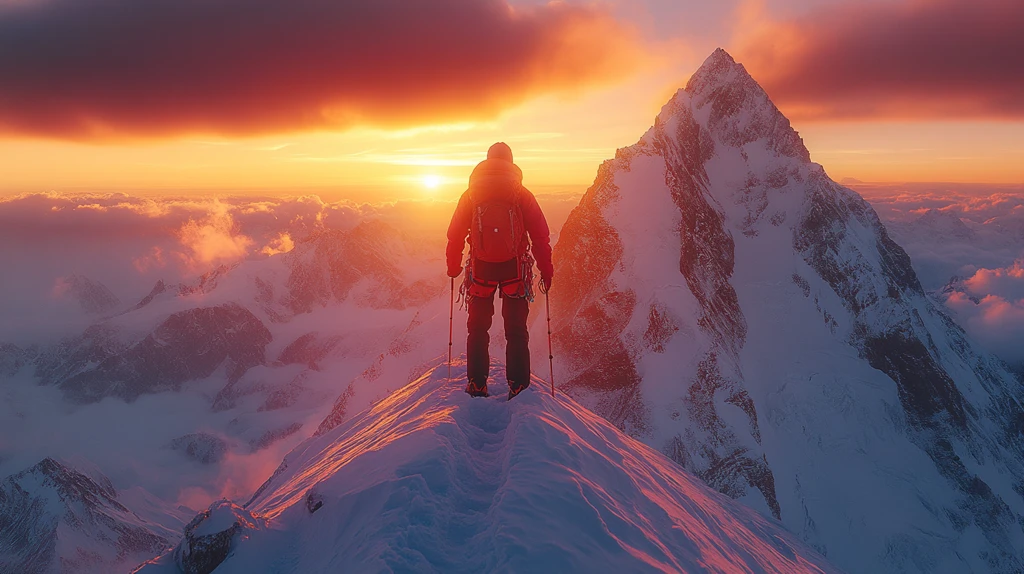 夕阳下的攀登者