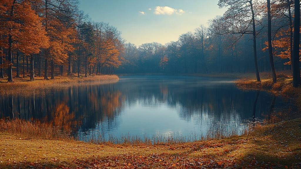 冬日湖边的萧瑟之美