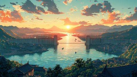 三峡大坝鸟瞰图