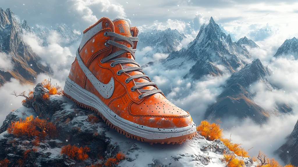 山顶上的大耐克鞋