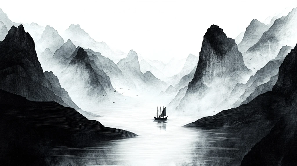 梯田山景渔船河