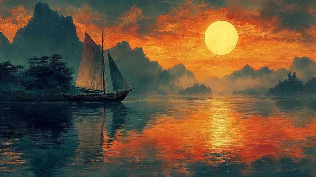 海洋船只岛屿水影