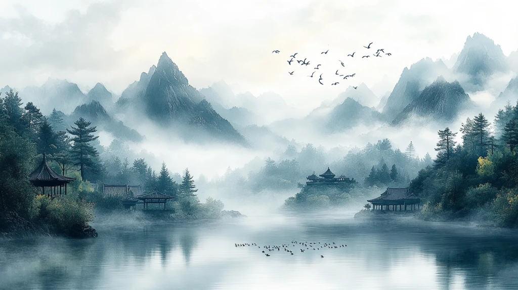 云雾山水飞鸟村