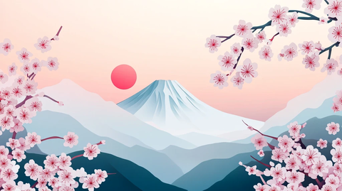 富士山樱花盛开