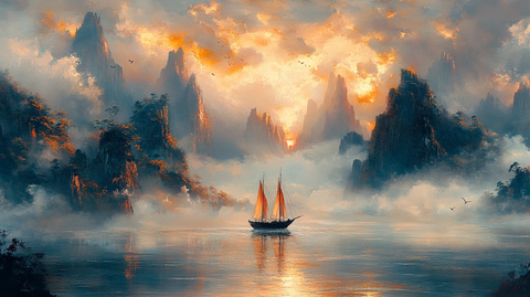 长江三峡山水画