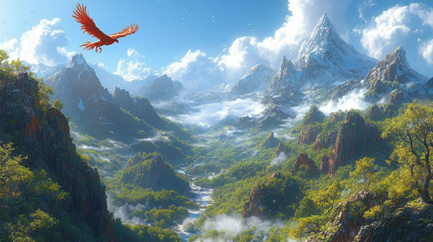 神话森林与凤凰飞翔