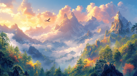 神话森林与凤凰飞翔