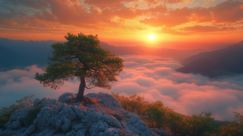 日出东方，松立山巅