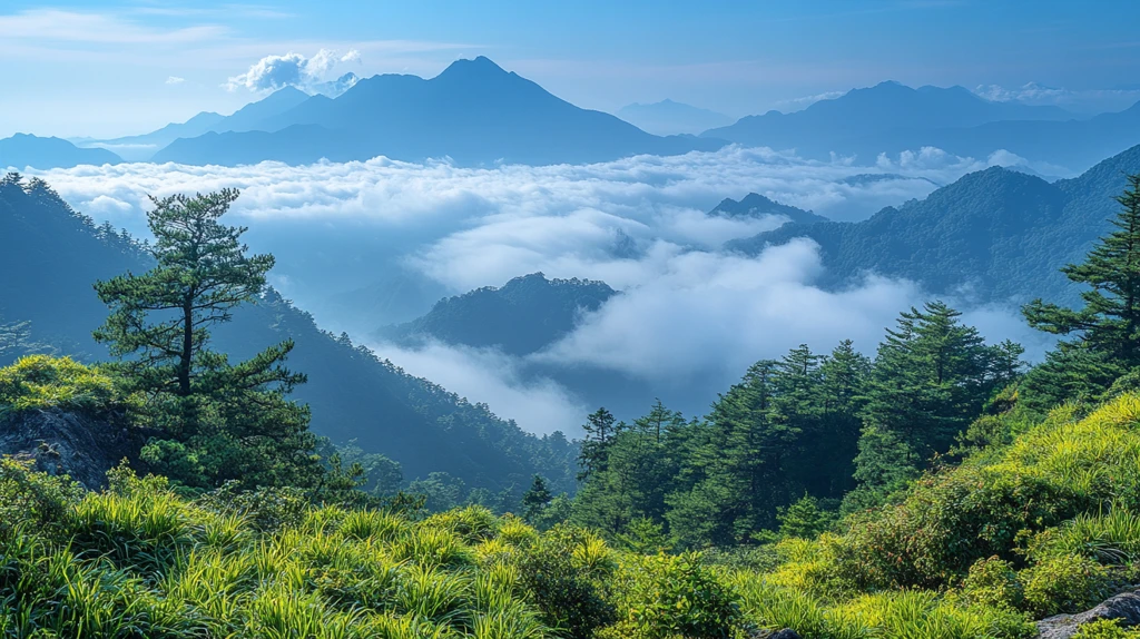 大山裂口后的美丽山林