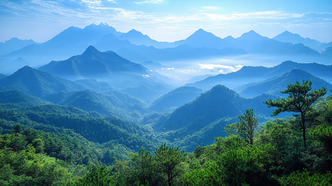 大山裂口后的美丽山林