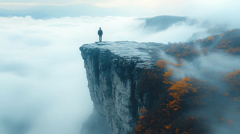 站在山顶感受风