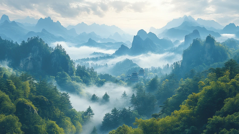 中国山景与寺庙